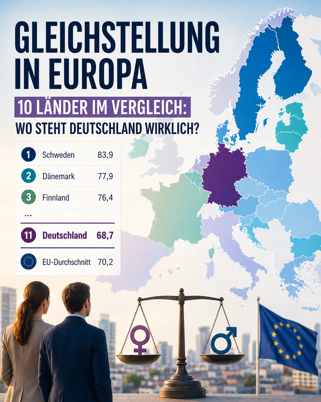 Gleichstellung in Europa – 10 Länder im Vergleich 2026